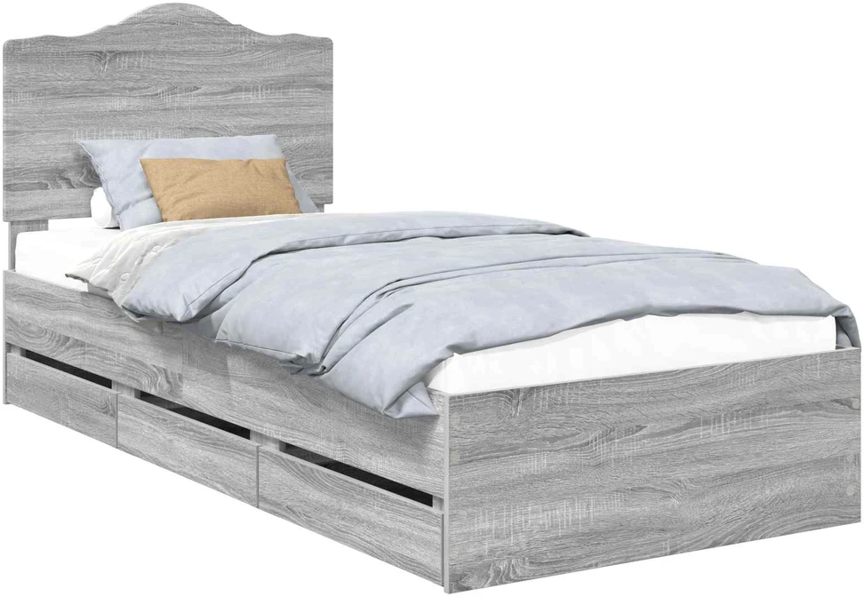 Lova Lovos rėmas Pilka Sonoma 75 x 190 cm Inžinerinė mediena