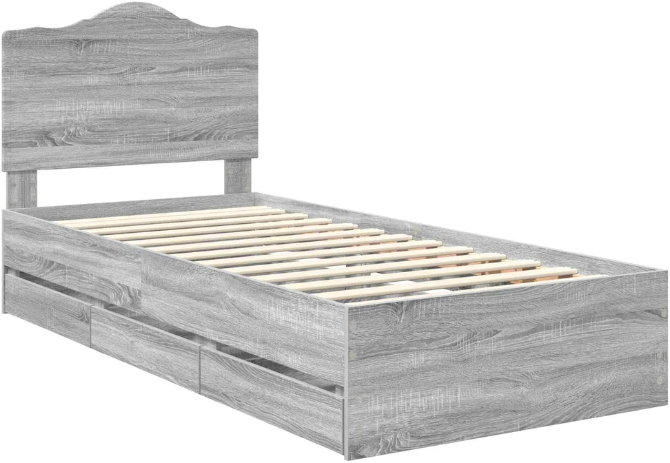Lova Lovos rėmas Pilka Sonoma 75 x 190 cm Inžinerinė mediena
