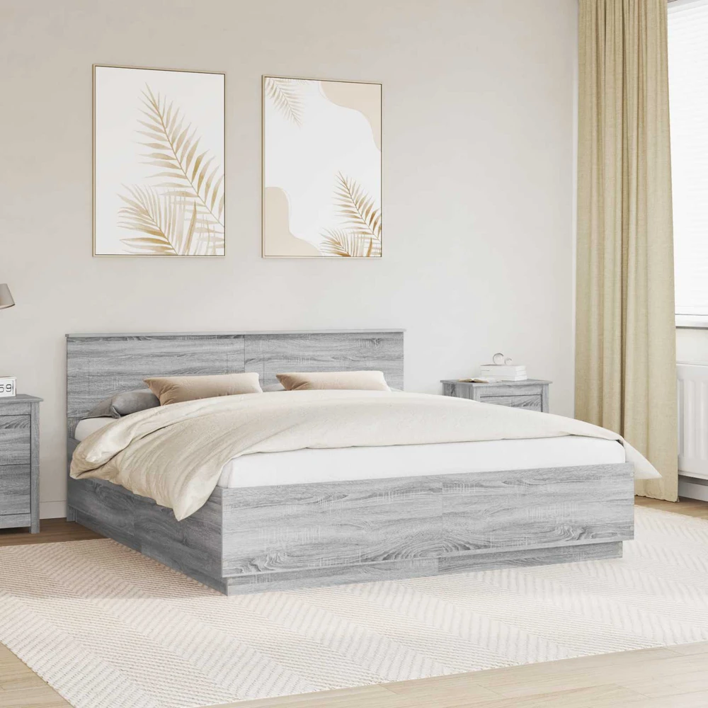 Lovos rėmas Pilka sonoma ąžuolo 200 x 200 cm Apdirbta mediena