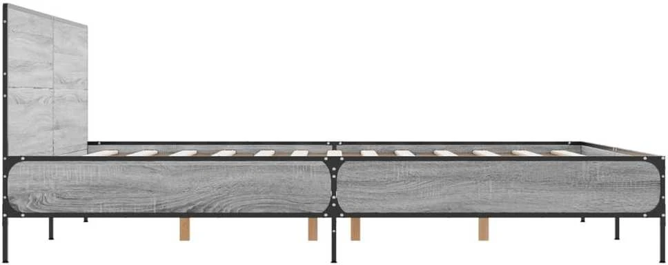 Lovos rėmas, pilkas ąžuolo, 120x190cm, apdirbta mediena/metalas