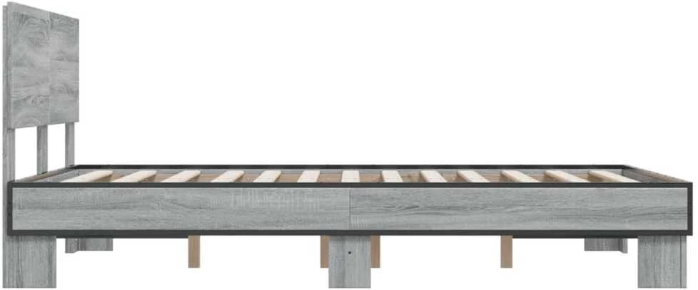Lovos rėmas, pilkas ąžuolo, 120x200cm, apdirbta mediena/metalas