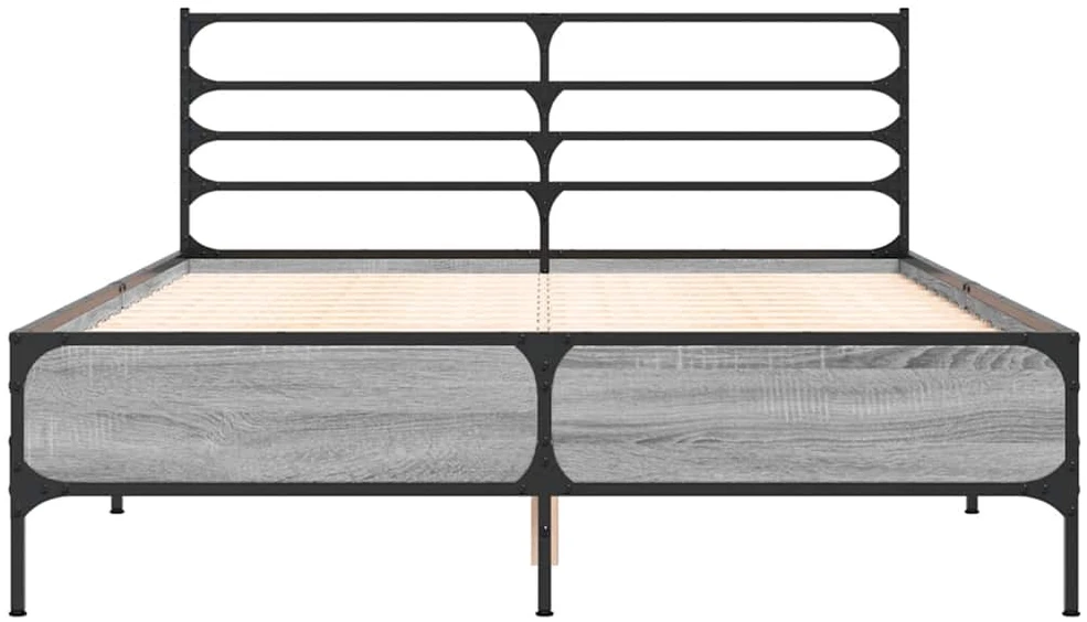 Lovos rėmas, pilkas ąžuolo, 120x200cm, apdirbta mediena/metalas
