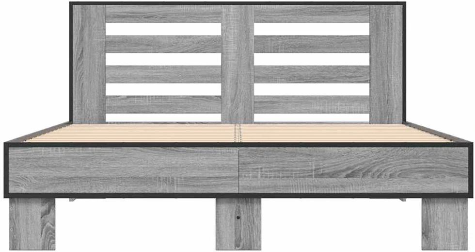 Lovos rėmas, pilkas ąžuolo, 120x200cm, apdirbta mediena/metalas