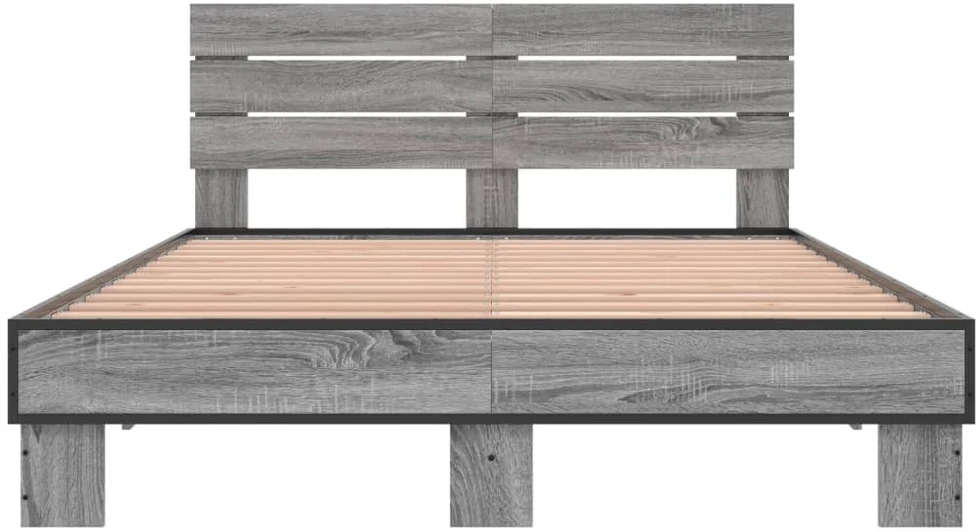Lovos rėmas, pilkas ąžuolo, 120x200cm, apdirbta mediena/metalas