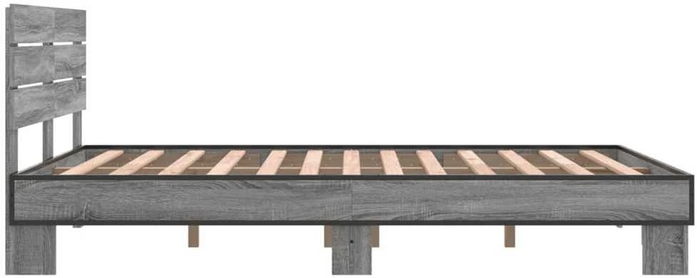 Lovos rėmas, pilkas ąžuolo, 120x200cm, apdirbta mediena/metalas