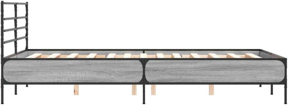 Lova Lovos rėmas, pilkas ąžuolo, 135x190cm, apdirbta mediena/metalas