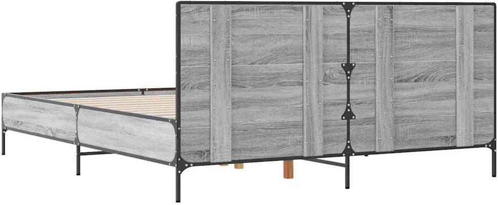 Lovos rėmas, pilkas ąžuolo, 140x190cm, apdirbta mediena/metalas