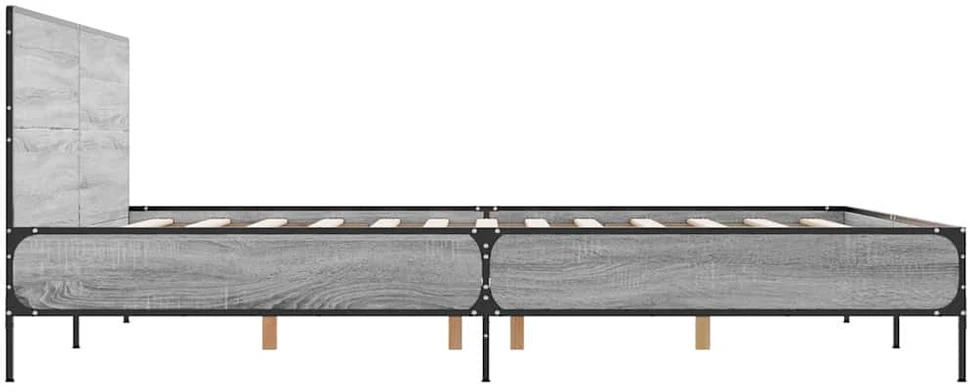 Lovos rėmas, pilkas ąžuolo, 140x190cm, apdirbta mediena/metalas