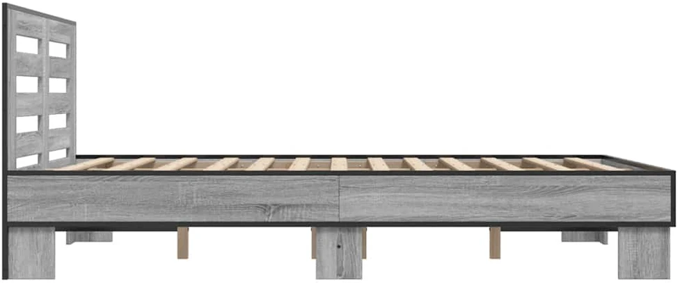 Lovos rėmas, pilkas ąžuolo, 140x200cm, apdirbta mediena/metalas