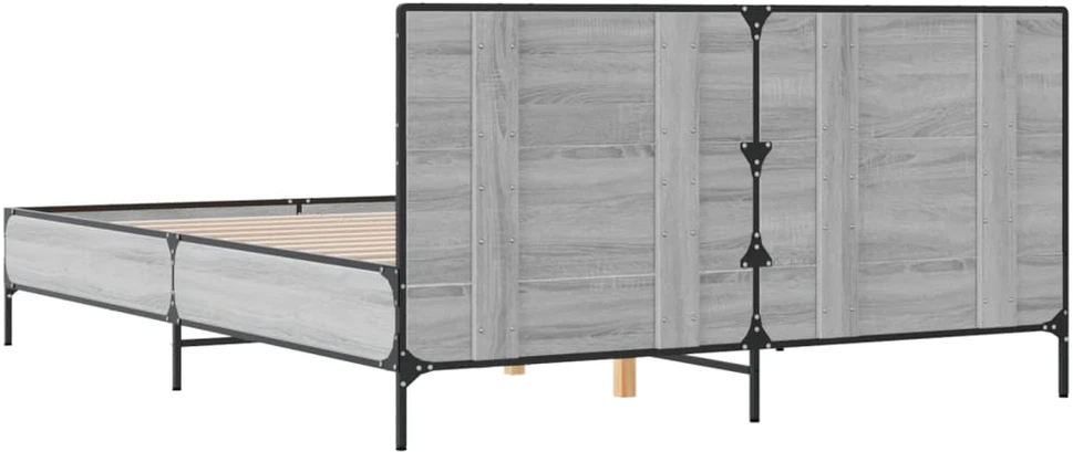 Lovos rėmas, pilkas ąžuolo, 150x200cm, apdirbta mediena/metalas