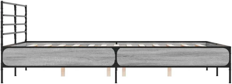 Lovos rėmas, pilkas ąžuolo, 150x200cm, apdirbta mediena/metalas