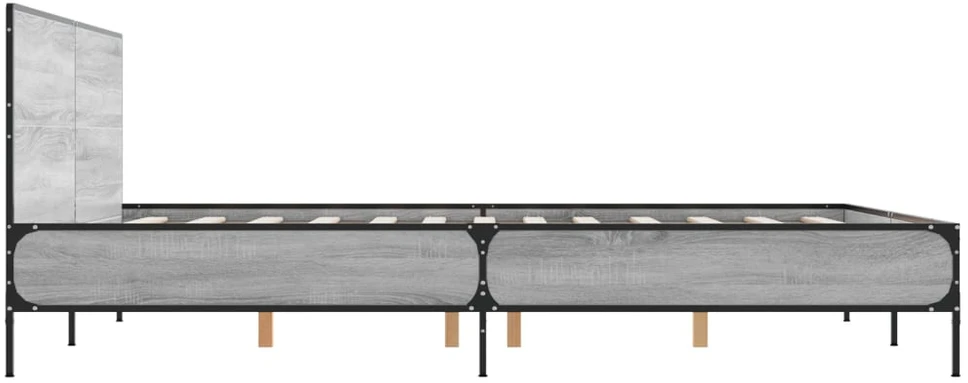 Lovos rėmas, pilkas ąžuolo, 150x200cm, apdirbta mediena/metalas