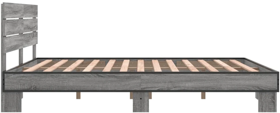 Lovos rėmas, pilkas ąžuolo, 150x200cm, apdirbta mediena/metalas