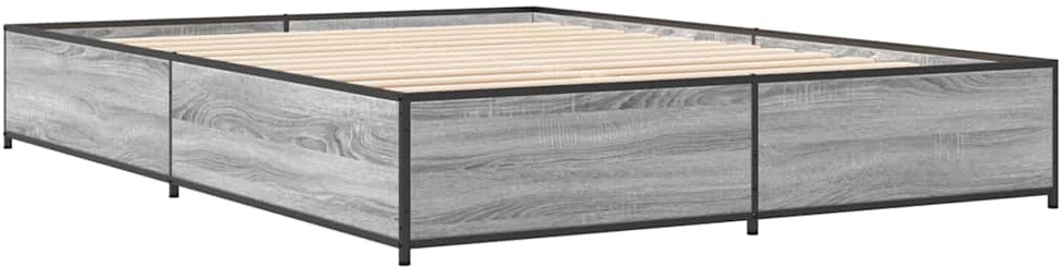 Lovos rėmas, pilkas ąžuolo, 150x200cm, apdirbta mediena/metalas