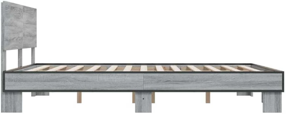 Lovos rėmas, pilkas ąžuolo, 150x200cm, apdirbta mediena/metalas