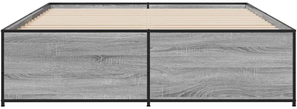 Lovos rėmas, pilkas ąžuolo, 160x200cm, apdirbta mediena/metalas