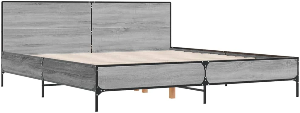 Lovos rėmas, pilkas ąžuolo, 200x200cm, apdirbta mediena/metalas