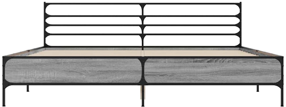 Lovos rėmas, pilkas ąžuolo, 200x200cm, apdirbta mediena/metalas