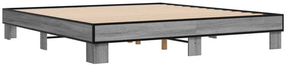 Lovos rėmas, pilkas ąžuolo, 200x200cm, apdirbta mediena/metalas