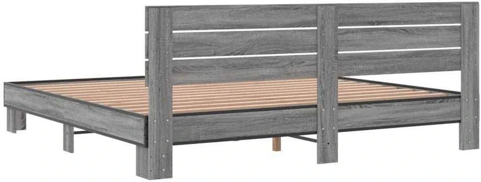 Lovos rėmas, pilkas ąžuolo, 200x200cm, apdirbta mediena/metalas