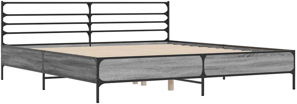 Lovos rėmas, pilkas ąžuolo, 200x200cm, apdirbta mediena/metalas