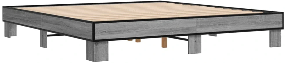 Lovos rėmas, pilkas ąžuolo, 200x200cm, apdirbta mediena/metalas