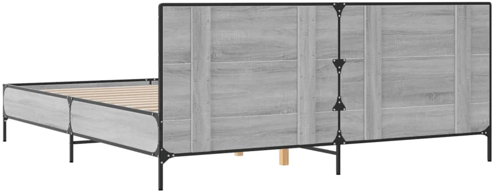 Lovos rėmas, pilkas ąžuolo, 200x200cm, apdirbta mediena/metalas