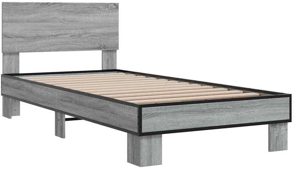 Lovos rėmas, pilkas ąžuolo, 75x190cm, apdirbta mediena/metalas