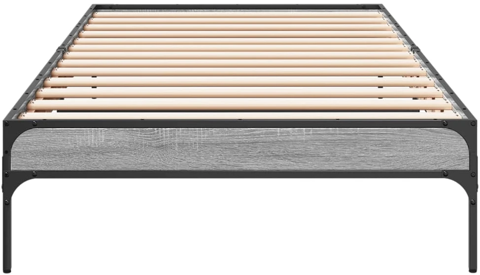 Lovos rėmas, pilkas ąžuolo, 90x190cm, apdirbta mediena/metalas