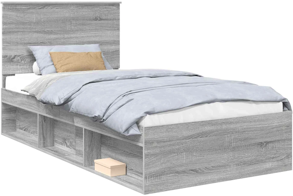 Lova Lovos rėmas Pilkas Sonoma 100 x 200 cm Kietos pušies mediena