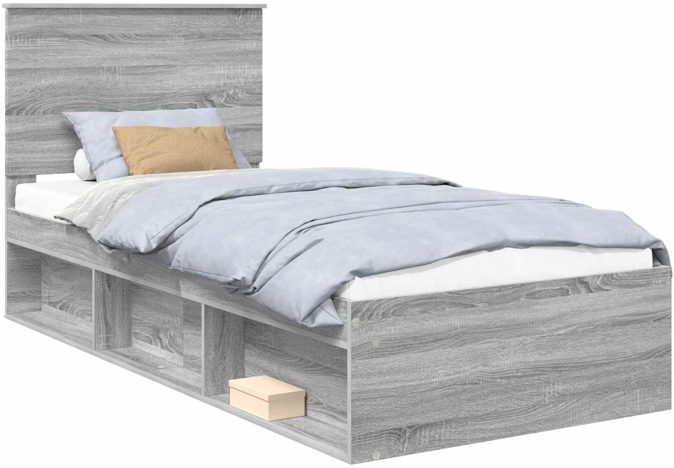 Lova Lovos rėmas Pilkas Sonoma 100 x 200 cm Kietos pušies mediena