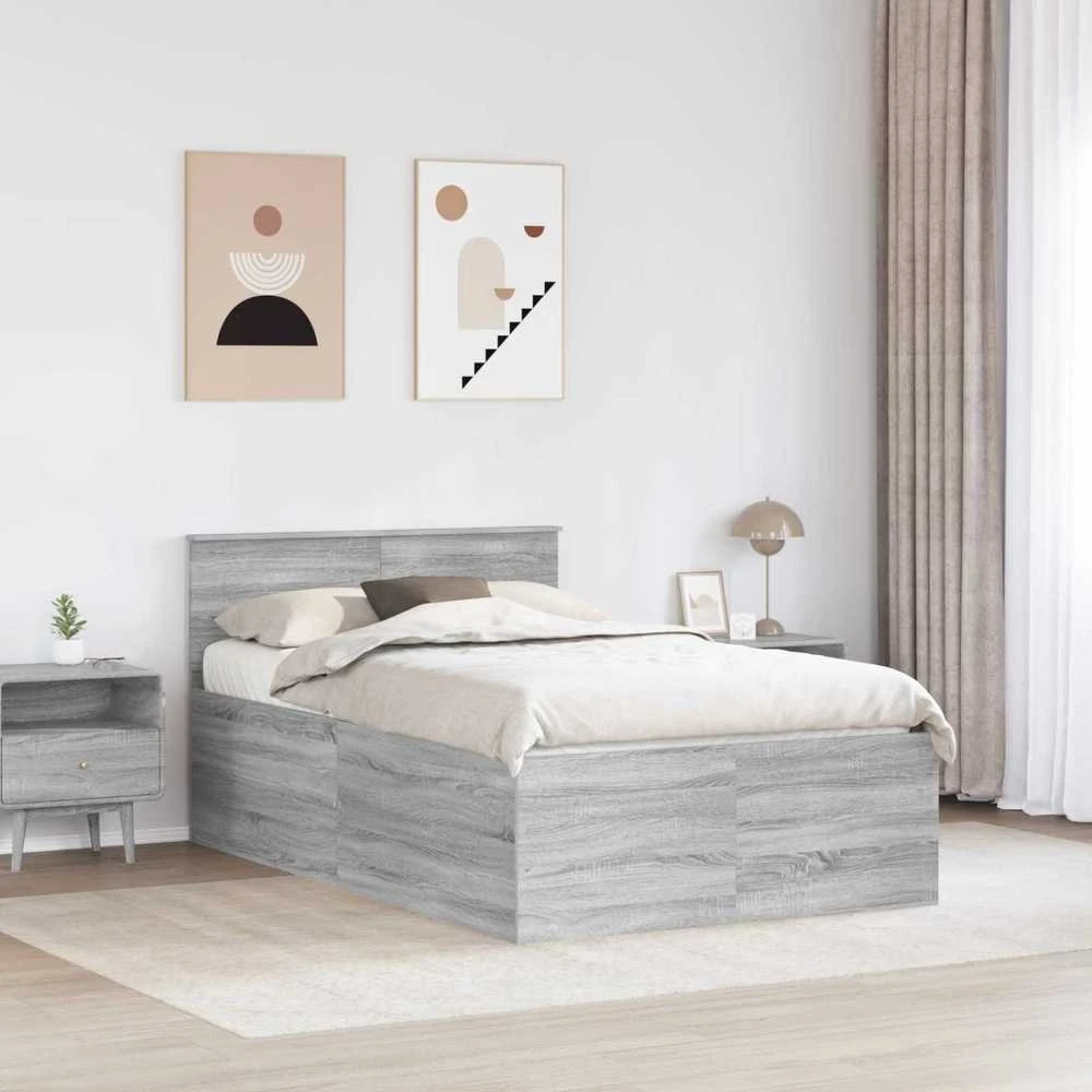Lova Lovos rėmas Pilkas Sonoma 120 x 200 cm Apdirbta mediena