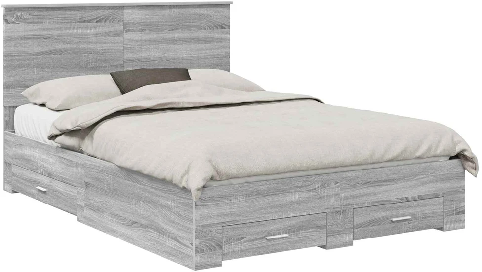 Lova Lovos rėmas Pilkas Sonoma 135 x 190 cm Apdirbta mediena