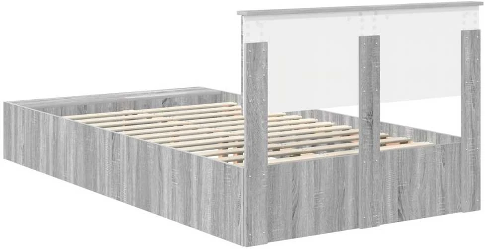 Lova Lovos rėmas Pilkas Sonoma 135 x 190 cm Apdirbta mediena