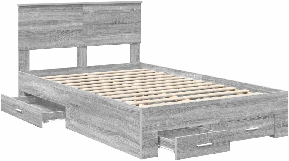 Lova Lovos rėmas Pilkas Sonoma 135 x 190 cm Apdirbta mediena