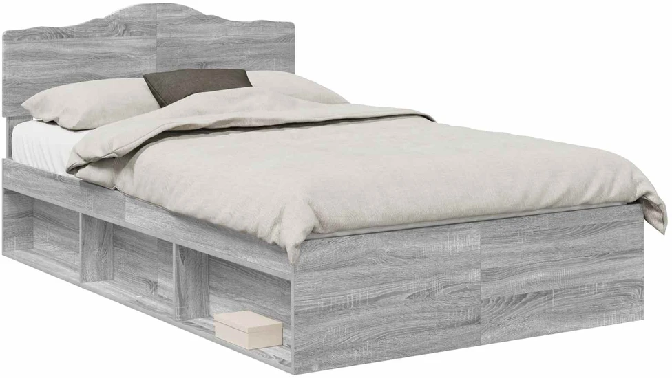 Lova Lovos rėmas Pilkas Sonoma 135 x 190 cm Kietos pušies mediena