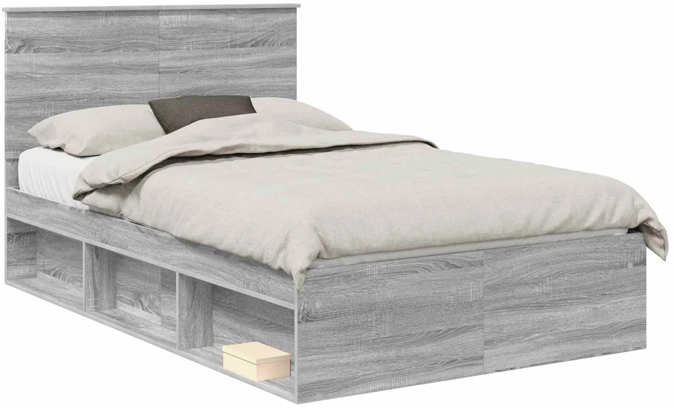 Lova Lovos rėmas Pilkas Sonoma 135 x 190 cm Kietos pušies mediena