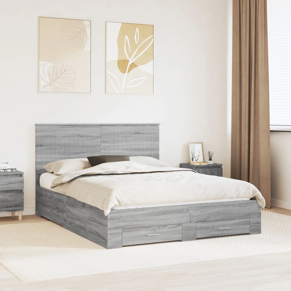 Lovos rėmas Pilkas Sonoma 150 x 200 cm Apdirbta mediena