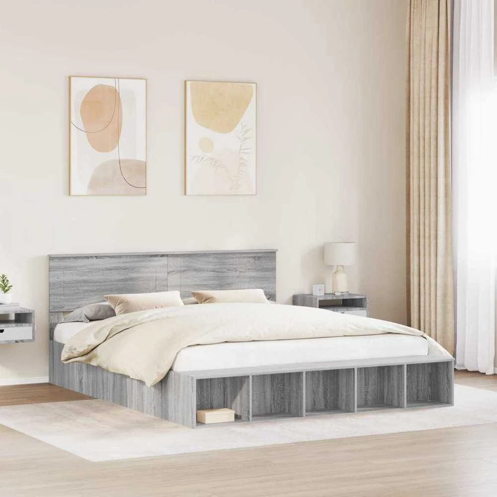 Lovos rėmas Pilkas Sonoma 200 x 200 cm Apdirbta mediena