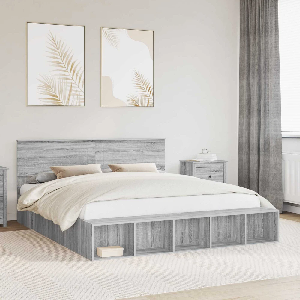 Lovos rėmas Pilkas Sonoma 200 x 200 cm Apdirbta mediena