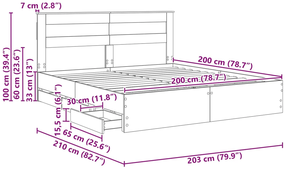 Lovos rėmas Pilkas Sonoma 200 x 200 cm Inžinerinė mediena
