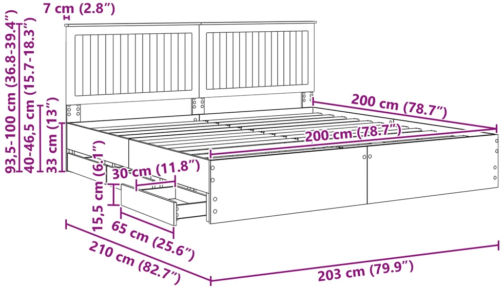 Lovos rėmas Pilkas Sonoma 200 x 200 cm Inžinerinė mediena