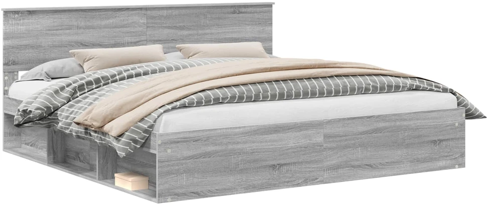 Lovos rėmas Pilkas Sonoma 200 x 200 cm Kietos pušies mediena