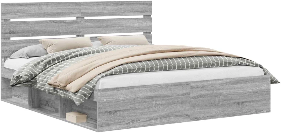 Lovos rėmas Pilkas Sonoma 200 x 200 cm Kietos pušies mediena