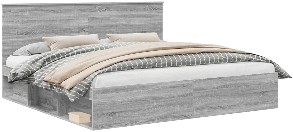 Lovos rėmas Pilkas Sonoma 200 x 200 cm Kietos pušies mediena