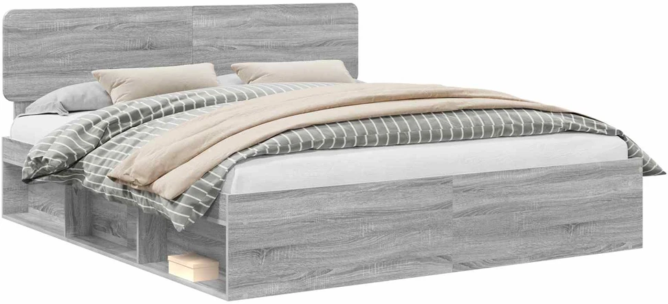 Lovos rėmas Pilka Sonoma 200 x 200 cm Kietos pušies mediena