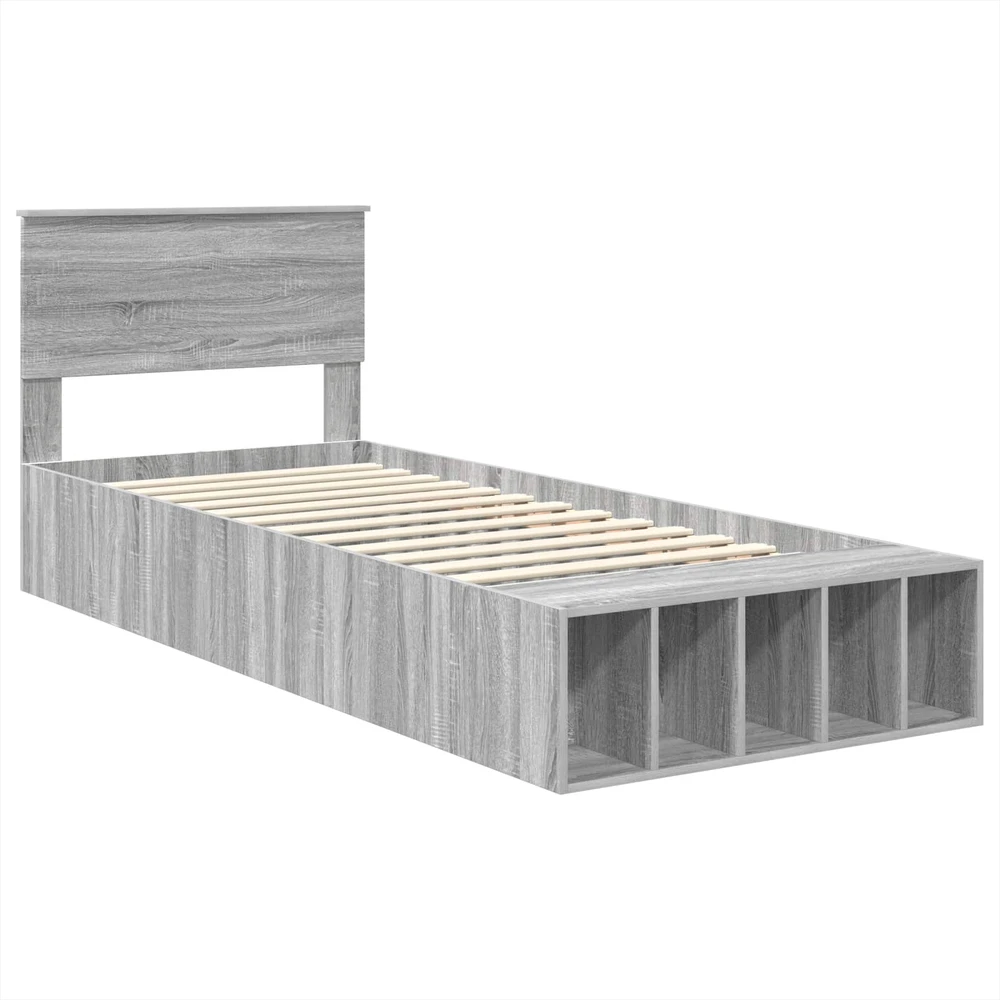 Lova Lovos rėmas Pilkas Sonoma 75 x 190 cm Apdirbta mediena