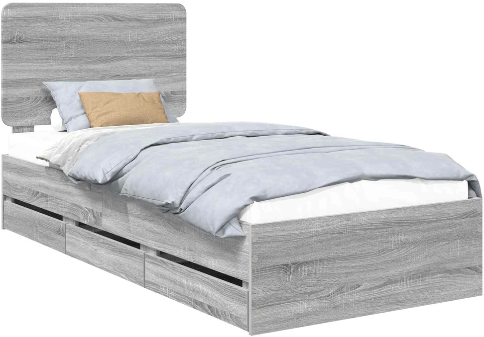 Lova Lovos rėmas Pilkas Sonoma 75 x 190 cm Inžinerinė mediena
