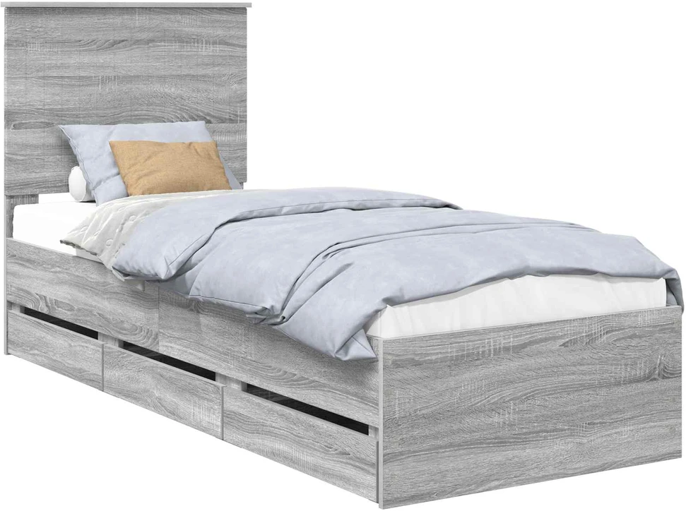 Lova Lovos rėmas Pilkas Sonoma 75 x 190 cm Inžinerinė mediena
