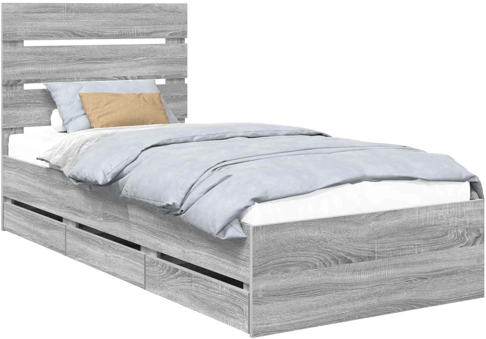 Lova Lovos rėmas Pilkas Sonoma 75 x 190 cm Inžinerinė mediena